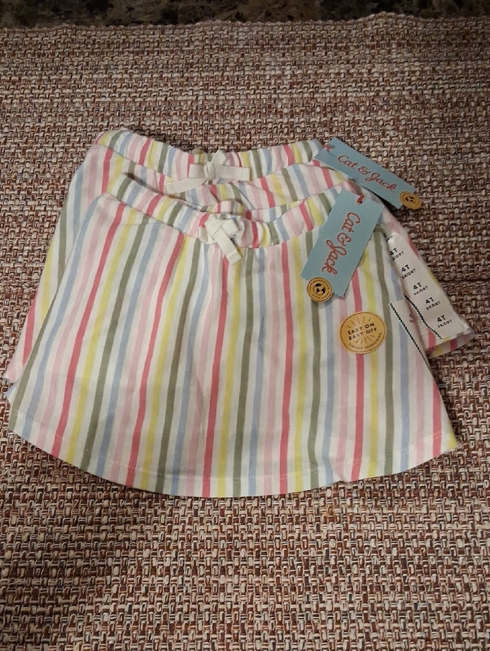 2 Skorts Cat & Jack Multi-Striped With Side Pockets Size 4T New With Tags